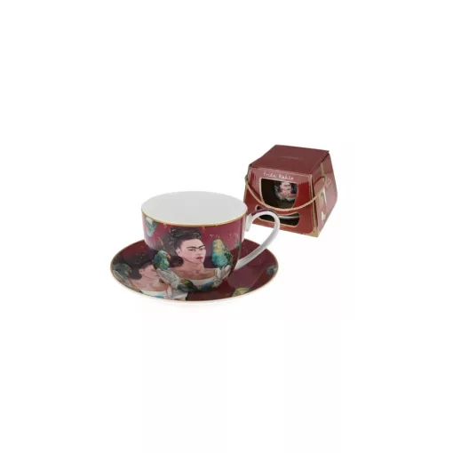 Porceláncsésze+alj 410ml, dobozban, Frida Kahlo – Carmani