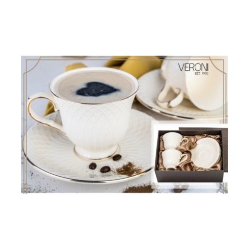 Amy porceláncsésze+alj, 210ml, 2 személyes, dobozban – Veroni