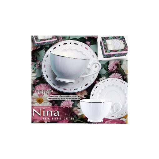 Nina porceláncsésze+alj, 250ml, 2 személyes, dobozban – Veroni