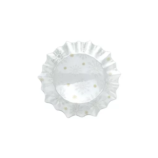 Üvegtányér 29,5x29,5x2,2cm, hókristályos – Dakls