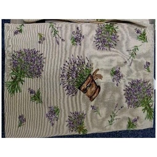 Textil asztali futó 33x140cm, 70% polyester + 30% cotton, cserepes levendulás