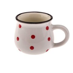 Kerámia eszpresszóbögre, pöttyös 75ml, fehér