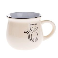 Dakls Kerámia eszpresszóbögre rajzos cicás 75ml, krém 