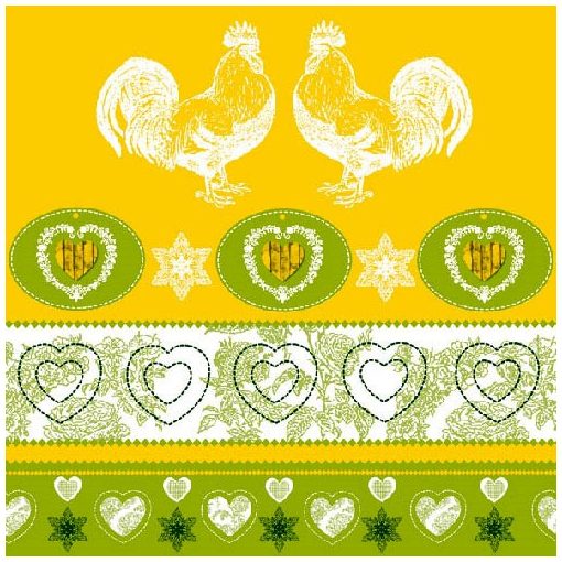 Chicken Nature yellow-green papírszalvéta 33x33cm, 20db-os