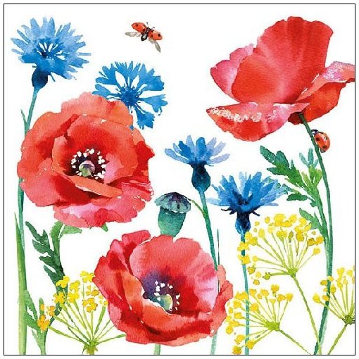 Cornflower and Poppy papírszalvéta 33x33cm, 20db-os