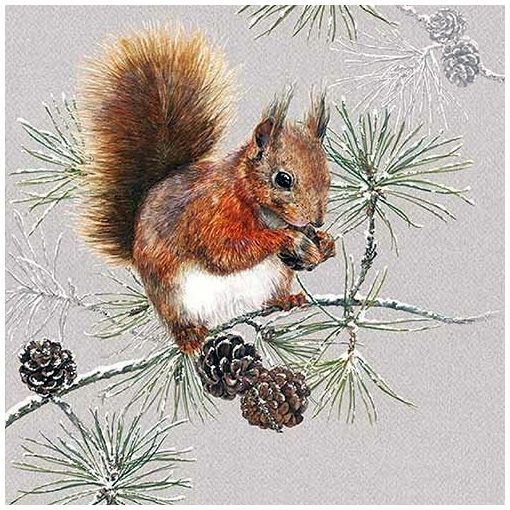 Ambiente Squirrel In Winter papírszalvéta 33x33cm, 20db-os