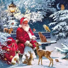 Santa On Bench papírszalvéta 33x33cm, 20db-os