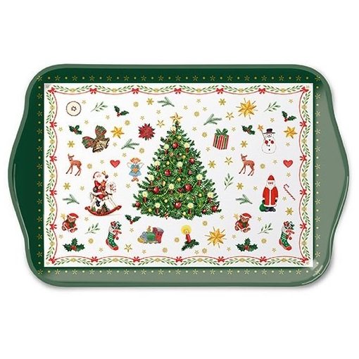 Ambiente Christmas Evergreen white műanyag kistálca 13x21cm