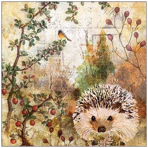 Autumn Hedgehog papírszalvéta 33x33cm, 20db-os