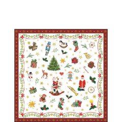 Ornaments All Over red papírszalvéta 25x25cm, 20db-os