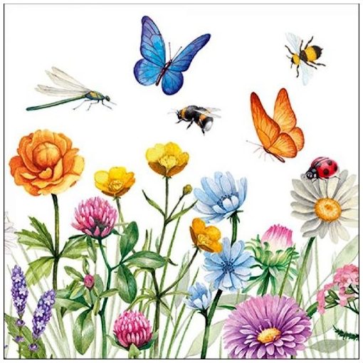 Butterfly Meadow papírszalvéta 33x33cm, 20db-os