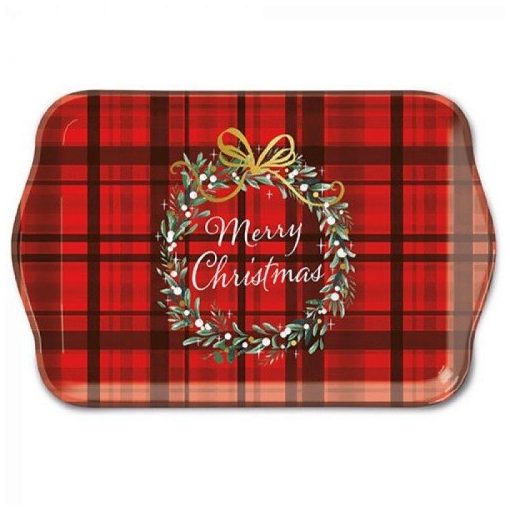 Christmas Plaid műanyag kistálca 13x21cm