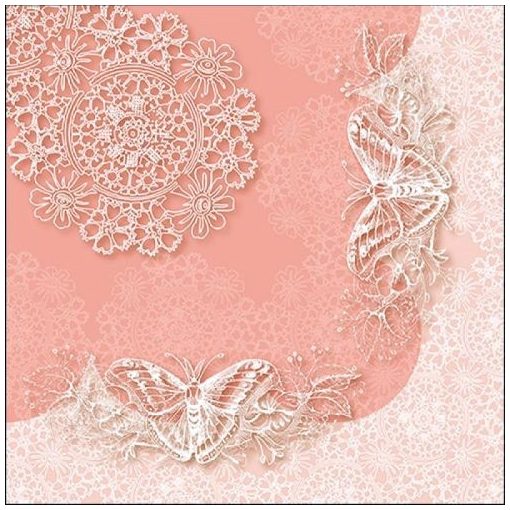 Butterfly Lace Rose papírszalvéta 33x33cm, 20db-os
