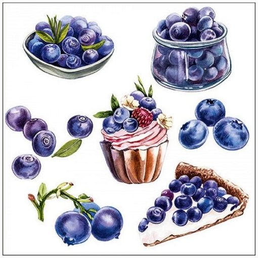 Blueberries papírszalvéta 33x33cm, 20db-os