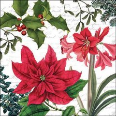   Ambiente Christmas plants white papírszalvéta 33x33cm, 20db-os