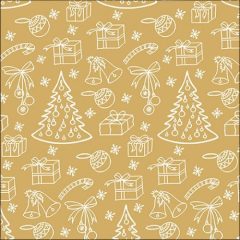 Outlined ornaments gold papírszalvéta 33x33cm, 20db-os