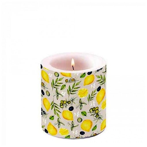 Ambiente Olives and lemon átvilágítós gyertya 8x7,5cm