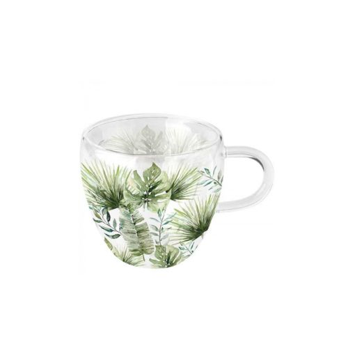 Jungle leaves white duplafalú borosilicate üvegcsésze 0,25l – Ambiente