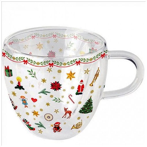 Ambiente Ornaments all over red duplafalú borosilicate üvegcsésze 0,25l