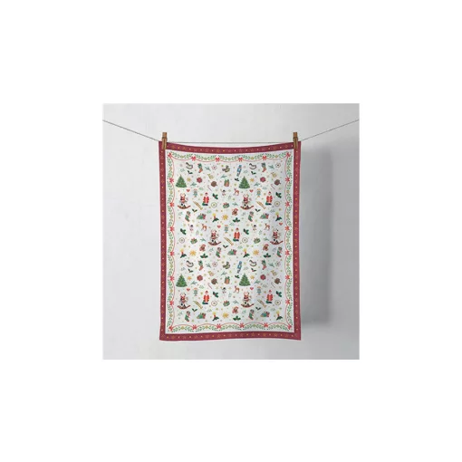 Ornaments all over red konyharuha 50x70cm, 100% pamut – Ambiente