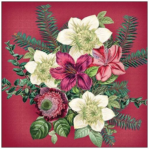 Ambiente Azalea and helleborus red papírszalvéta 33x33cm, 20db-os