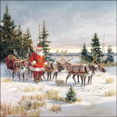   Ambiente Santa with his reindeers papírszalvéta 33x33cm, 20db-os
