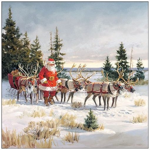 Ambiente Santa with his reindeers papírszalvéta 33x33cm, 20db-os