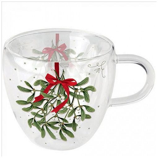Ambiente Mistletoe with bow white duplafalú borosilicate üvegcsésze 0,25L