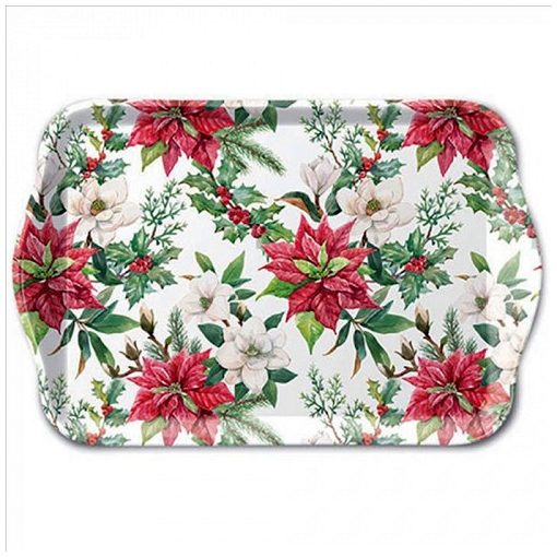 Ambiente Christmas florals műanyag kistálca 13x21cm