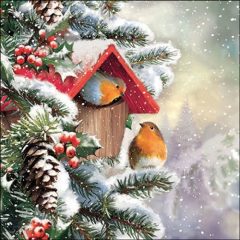 Ambiente House with robins papírszalvéta 33x33cm, 20db-os