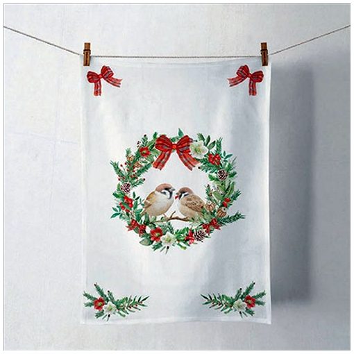 Ambiente Sparrows in wreath konyharuha 50x70cm, 100% pamut
