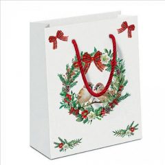   Ambiente Sparrows in wreath papír ajándéktáska 22x13x25cm