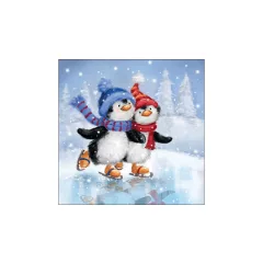   Skating penguins papírszalvéta 33x33cm, 20db-os – Ambiente