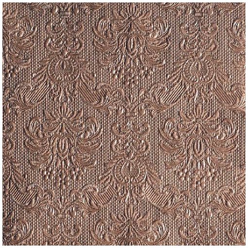 Elegance bronz dombornyomott papírszalvéta 40x40cm, 15db-os