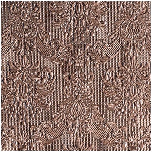 Elegance bronz dombornyomott papírszalvéta 25x25cm, 15db-os
