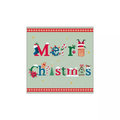 Merry message sage papírszalvéta 33x33cm, 20db-os – Ambiente
