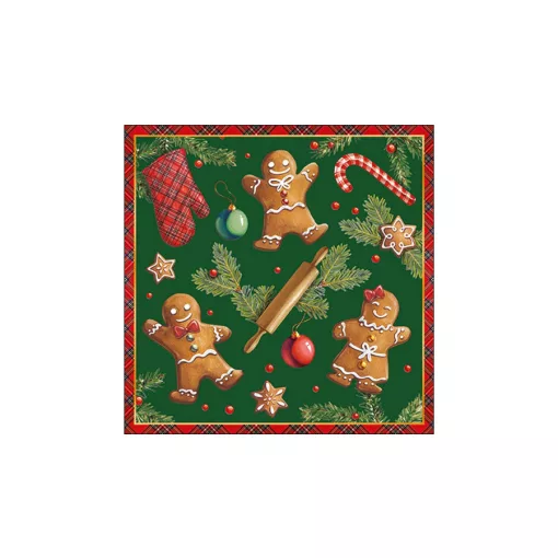 Gingerbread cookies green papírszalvéta 33x33cm, 20db-os – Ambiente