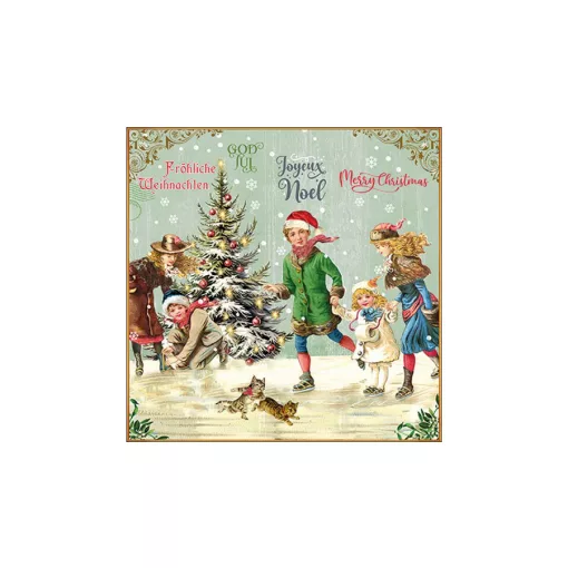 X-Mas on ice green papírszalvéta 33x33cm, 20db-os – Ambiente