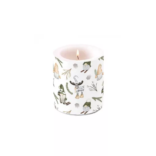 Forest gnomes white átvilágítós gyertya 10x10xcm – Ambiente