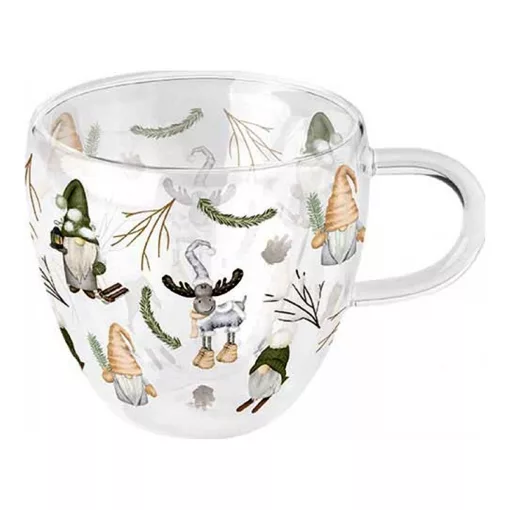 Forest gnomes white duplafalú borosilicate üvegcsésze 0,25L – Ambiente