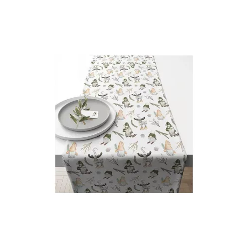 Forest gnomes white asztali futó 40x150cm, 100% pamut – Ambiente