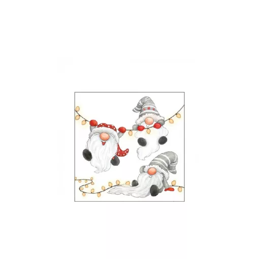 Gnomes on the light chain white papírszalvéta 25x25cm, 20db-os – Ambiente