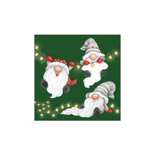 Gnomes on the light chain green papírszalvéta 33x33cm, 20db-os – Ambiente
