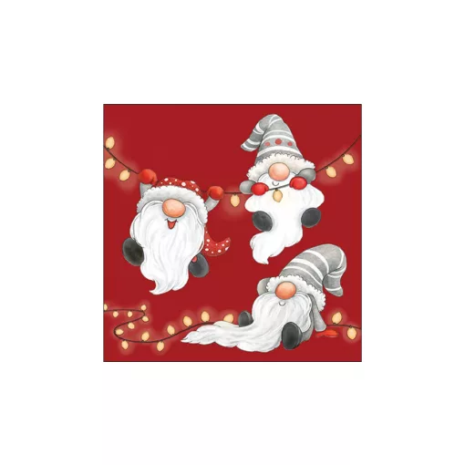 Gnomes on the light chain red papírszalvéta 33x33cm, 20db-os – Ambiente