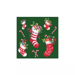   X-mas stockings green papírszalvéta 33x33cm, 20db-os – Ambiente