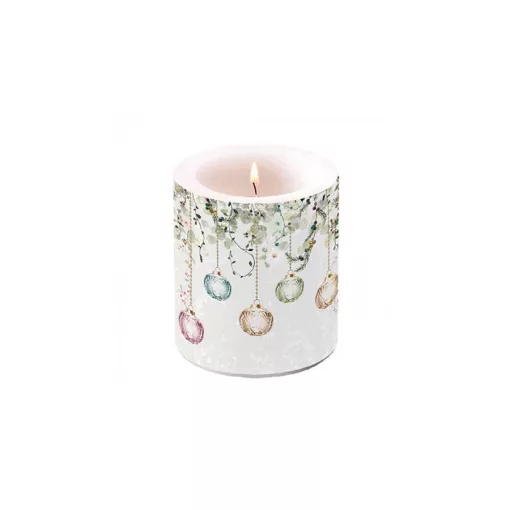 Floral Christmas grey átvilágítós gyertya 10x10xcm – Ambiente