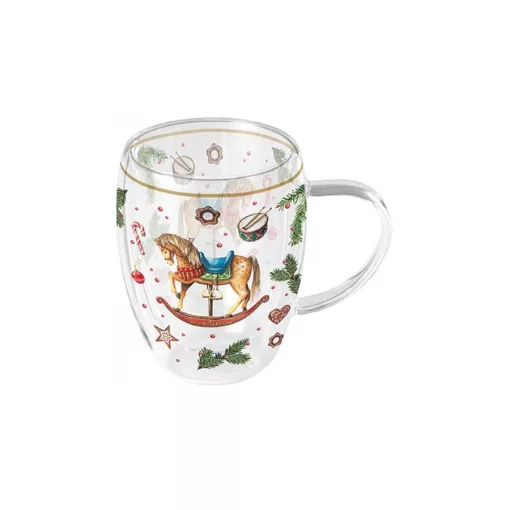 Classic rocking horse white duplafalú borosilicate üvegcsésze 0,35l – Ambiente