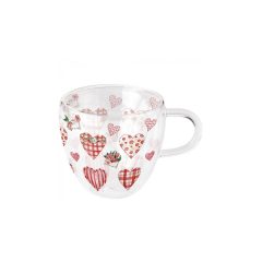   Lovely Hearts duplafalú borosilicate üvegcsésze 0,25l – Ambiente