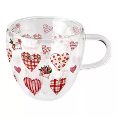   Lovely Hearts duplafalú borosilicate üvegcsésze 0,25l – Ambiente