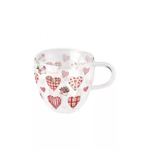 Lovely Hearts duplafalú borosilicate üvegcsésze 0,25l – Ambiente